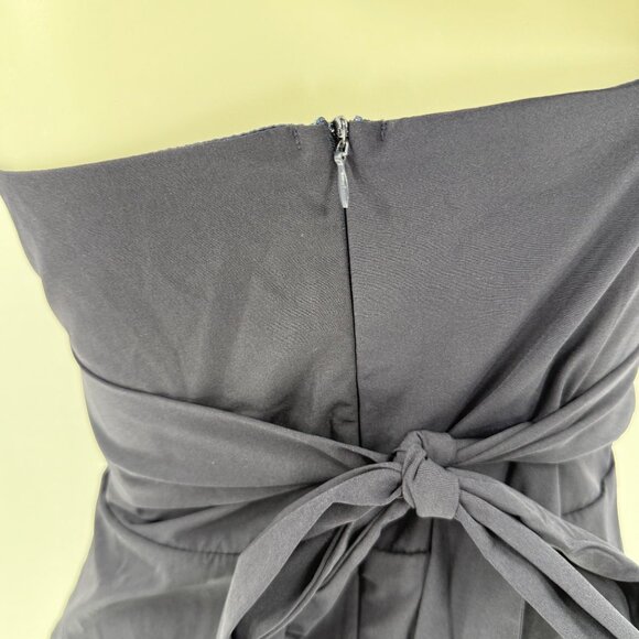 One-Shoulder Ruffle Midi Dress M Polyester & Spandex Navy - Picture 8 of 11